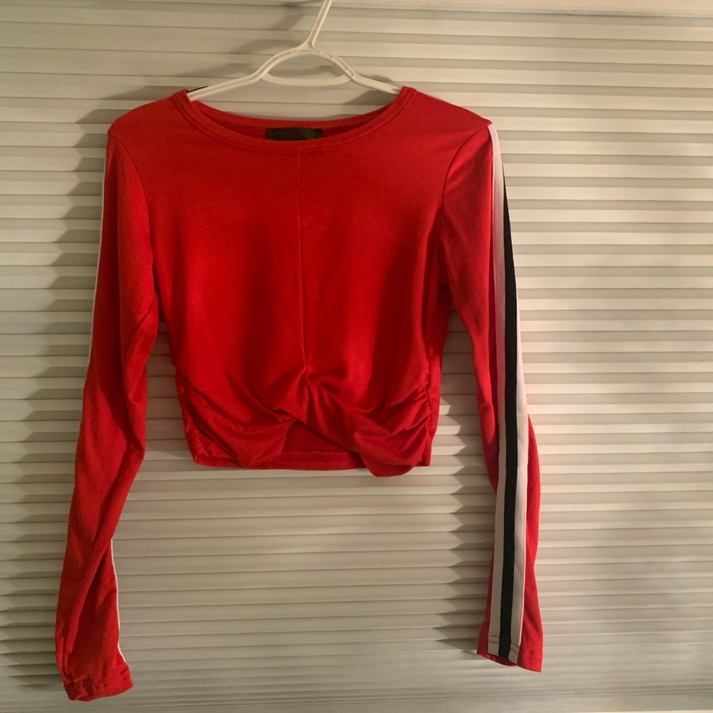 Red LongSleeve Crop Top